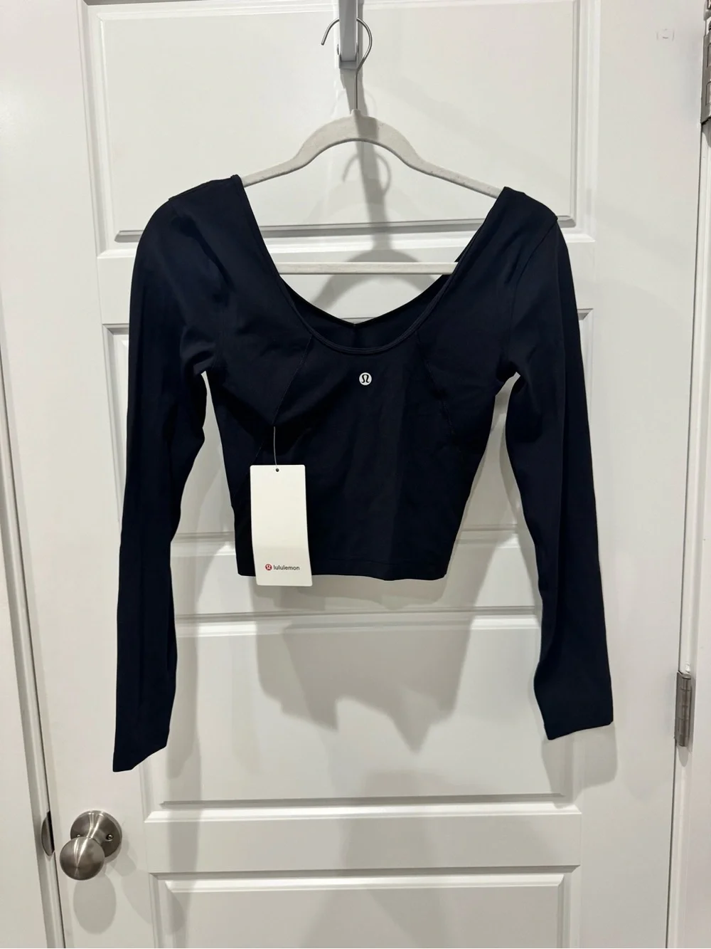 lululemon athletica Black Long Sleeve V-Neck Crop Top